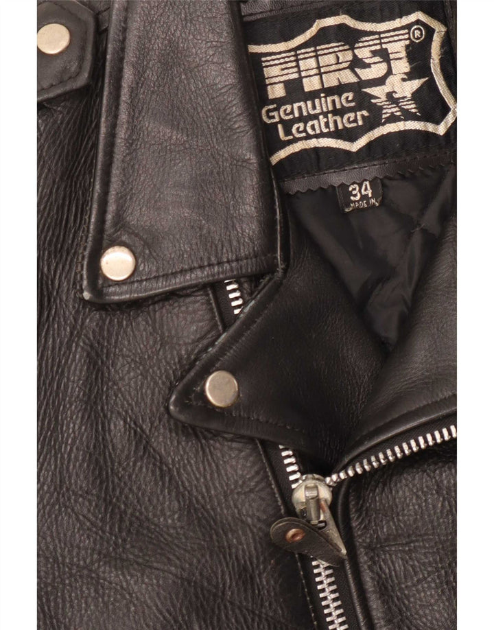 Primeira jaqueta masculina de couro para motociclista UK 34 XS preta