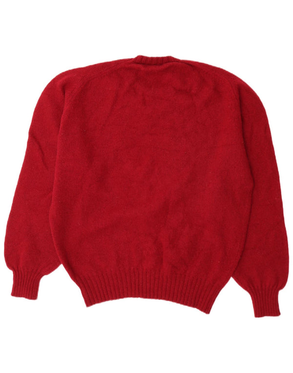 Suéter masculino vintage com gola redonda UK 46 XL vermelho lã nova