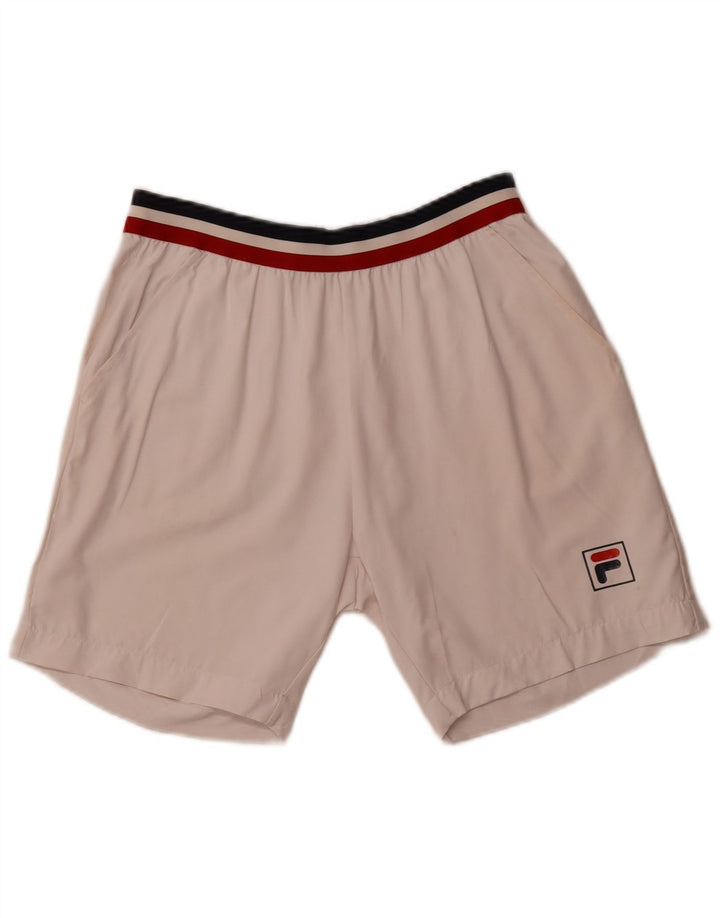 FILA Mens Sport Shorts Pequeno Poliéster Branco