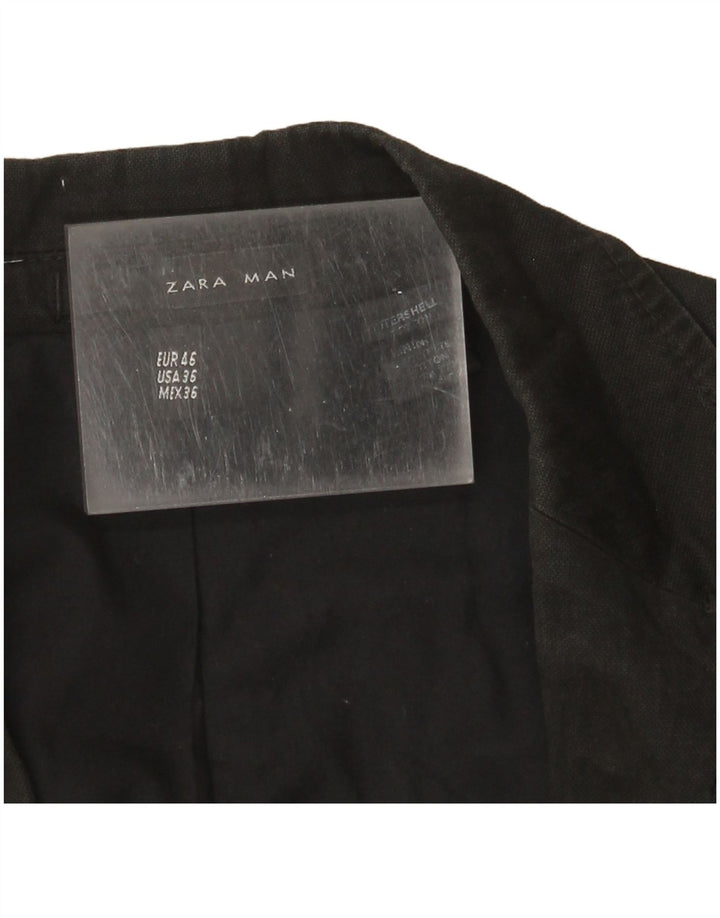 Jaqueta blazer masculina Zara com 1 botão EU 46 pequeno algodão preto