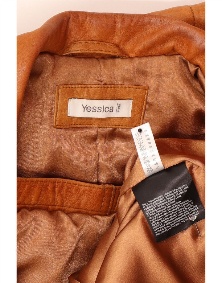 Jaqueta de couro feminina Yessica UK 20 2XL couro marrom