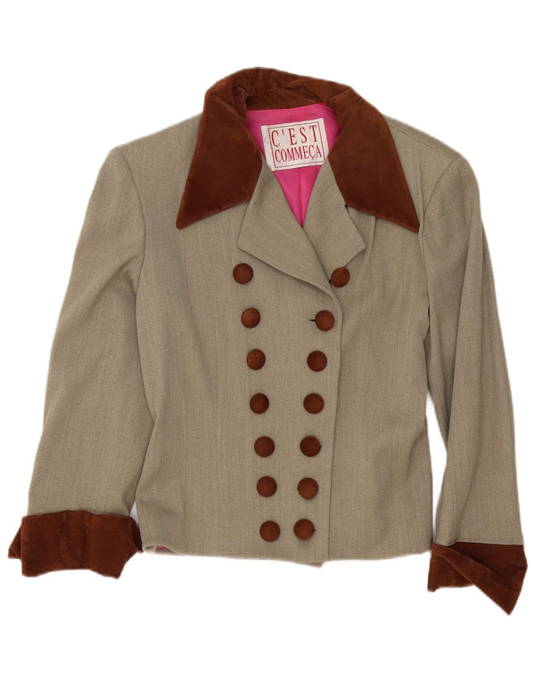 Jaqueta blazer feminina C'EST COMMECA Reino Unido 12 bloco colorido cinza médio