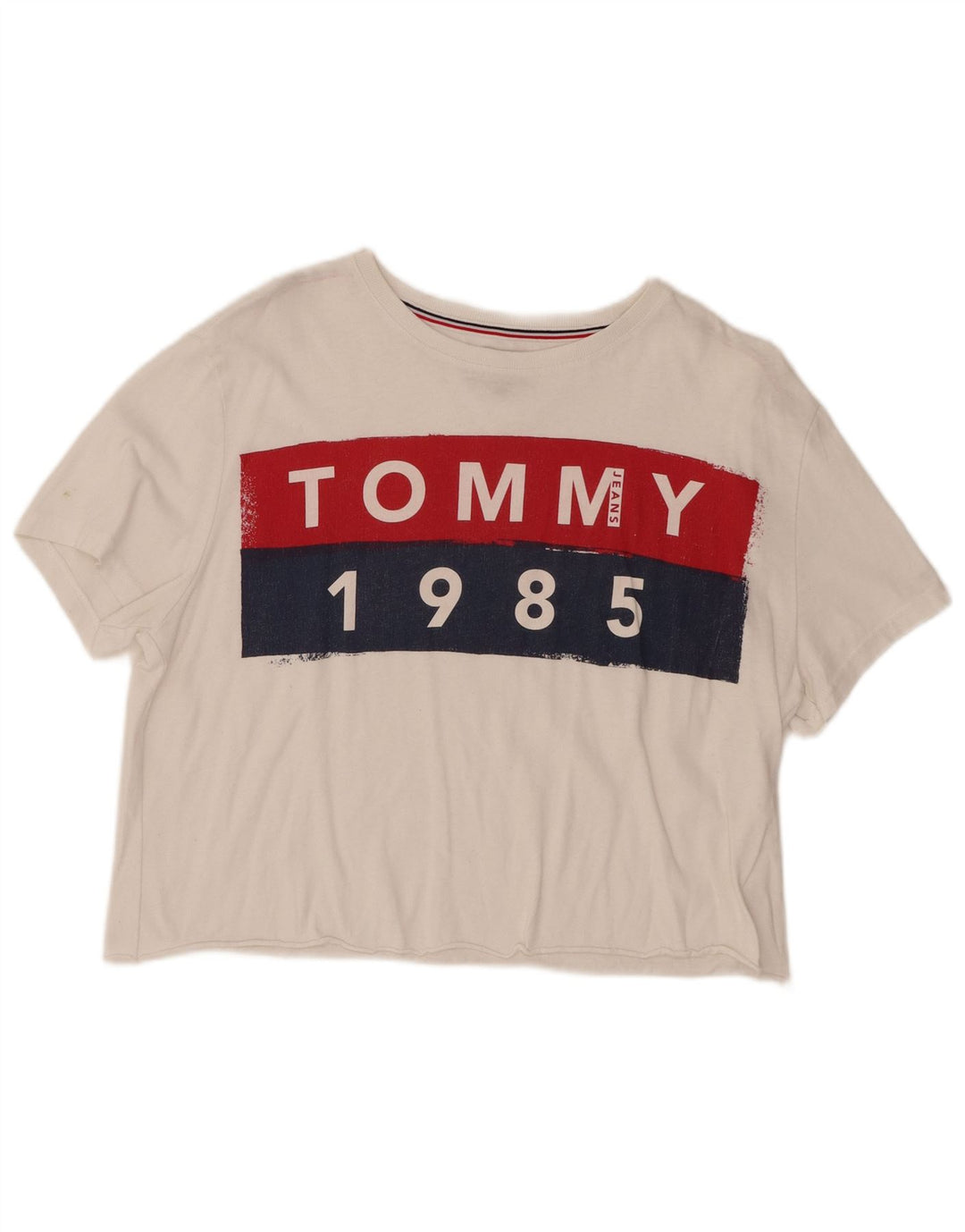 TOMMY HILFIGER Camiseta Feminina Crop Graphic Top Reino Unido 16 Grande Branco
