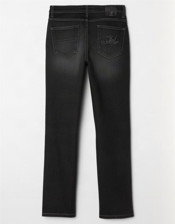 Jeans retos femininos Trussardi W28 L30 algodão cinza