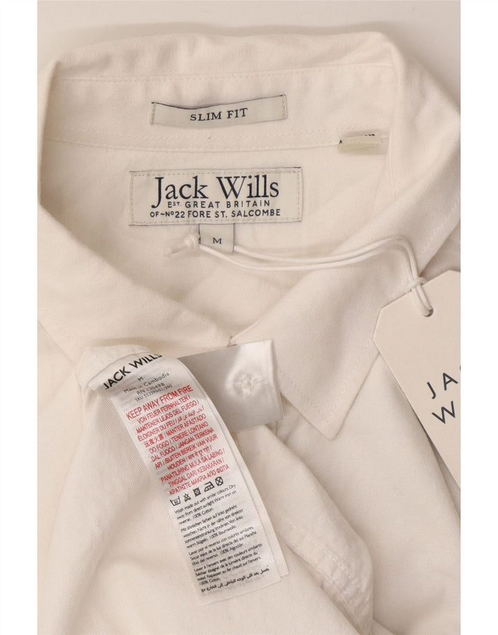 Camisa masculina de manga curta Slim Fit Jack Wills de algodão branco médio