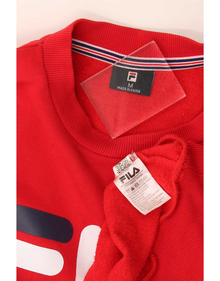 Fila Mens Graphic Moletom Jumper Médio Algodão Vermelho