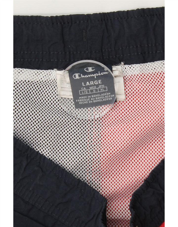 Shorts de natação masculino Champion Graphic grande bloco colorido azul marinho