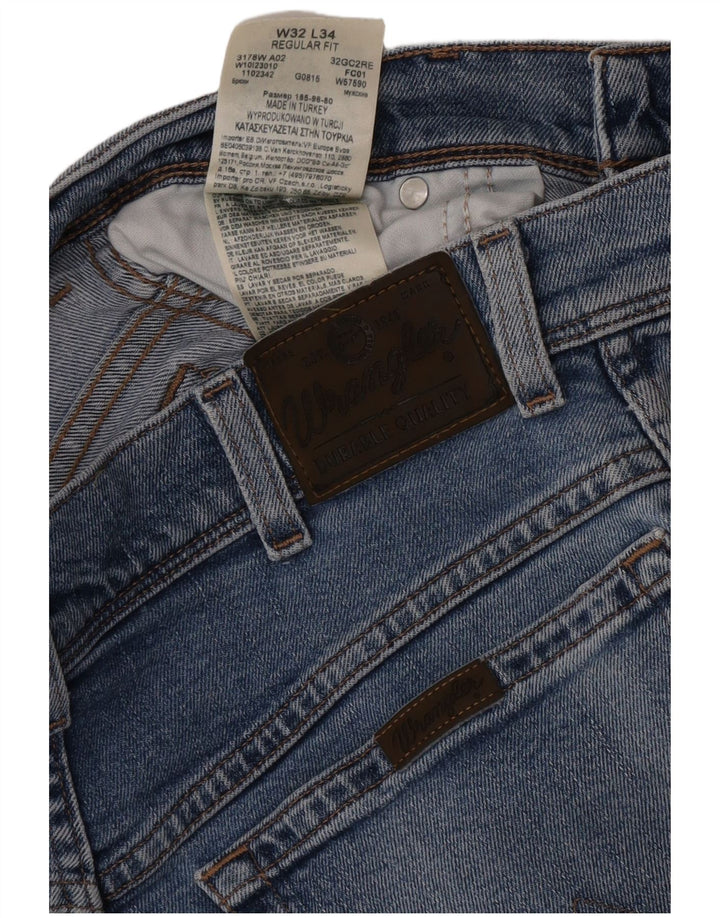 Wrangler Mens Regular Fit Jeans Reta W32 L34 Azul Algodão