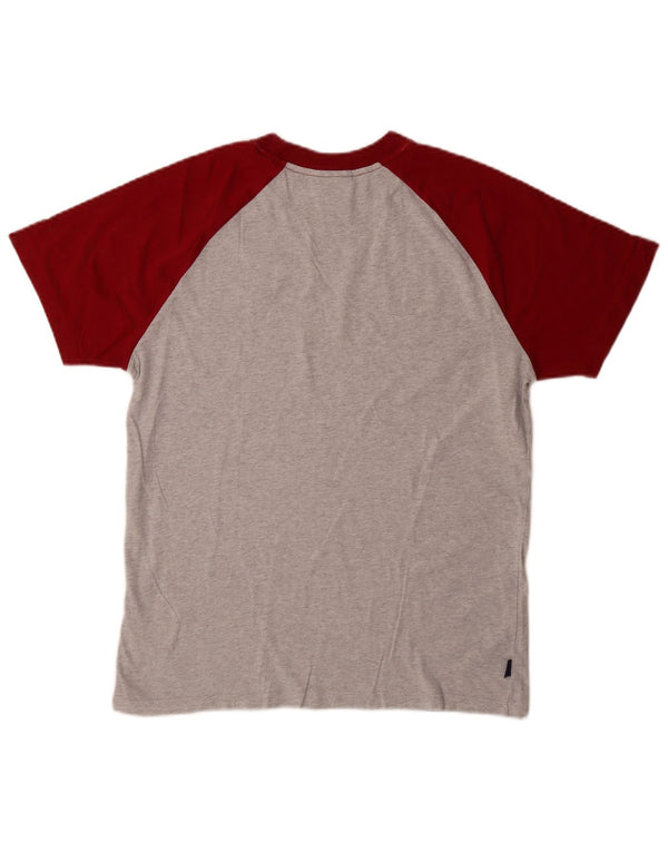 Camiseta masculina Superdry Top cinza médio algodão colorblock