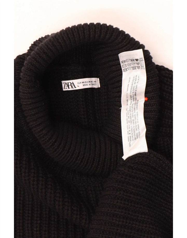 Zara Suéter masculino com gola redonda e algodão preto médio