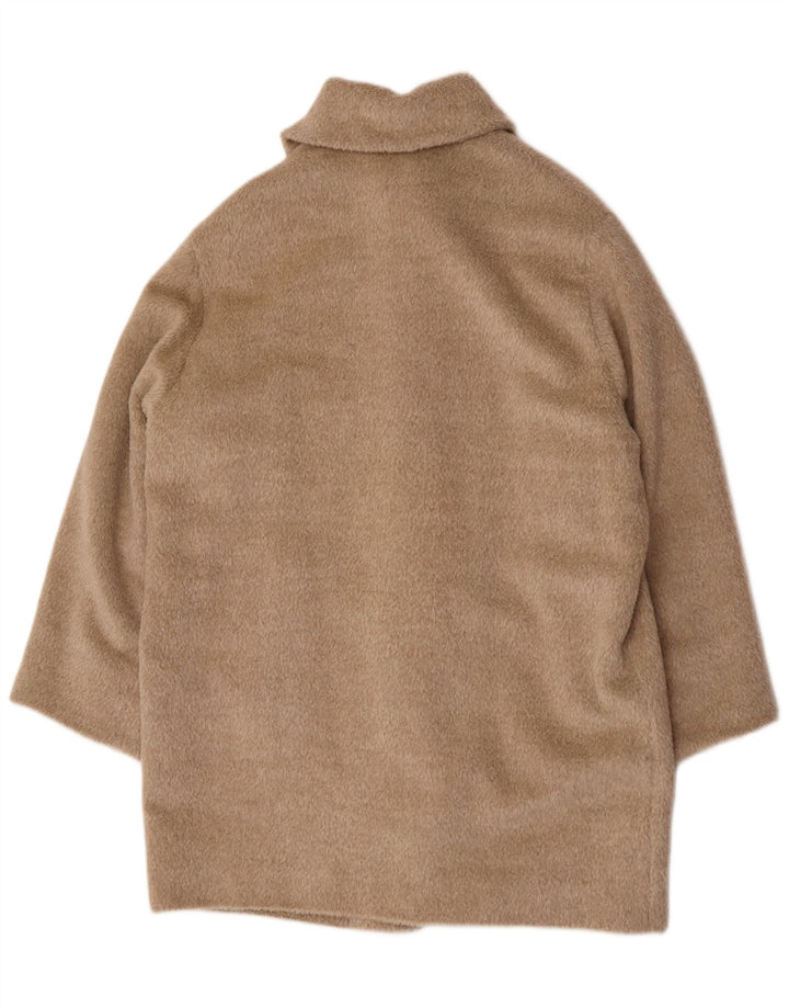 Sobretudo feminino vintage de grandes dimensões UK 12 lã bege médio