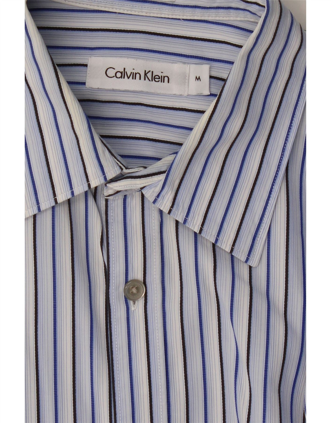 Camisa masculina CALVIN KLEIN de algodão listrado azul médio