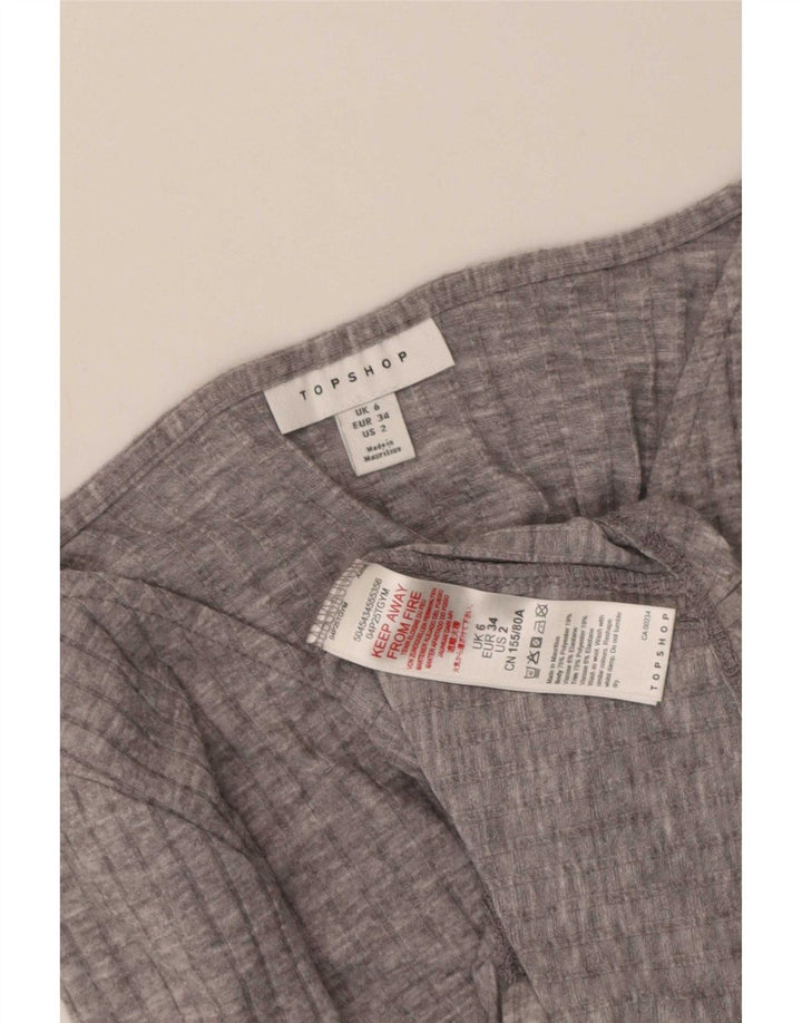 Topshop feminino de manga comprida Topshop UK 6 XS poliéster cinza