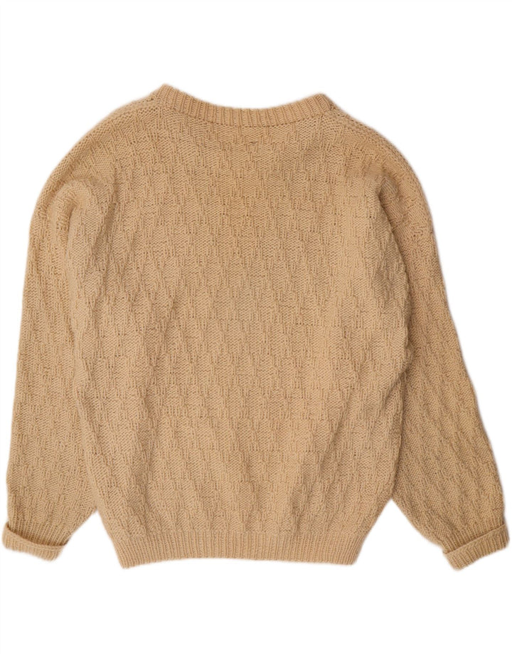 VINTAGE Mens Boat Neck Jumper Sweater Large Beige