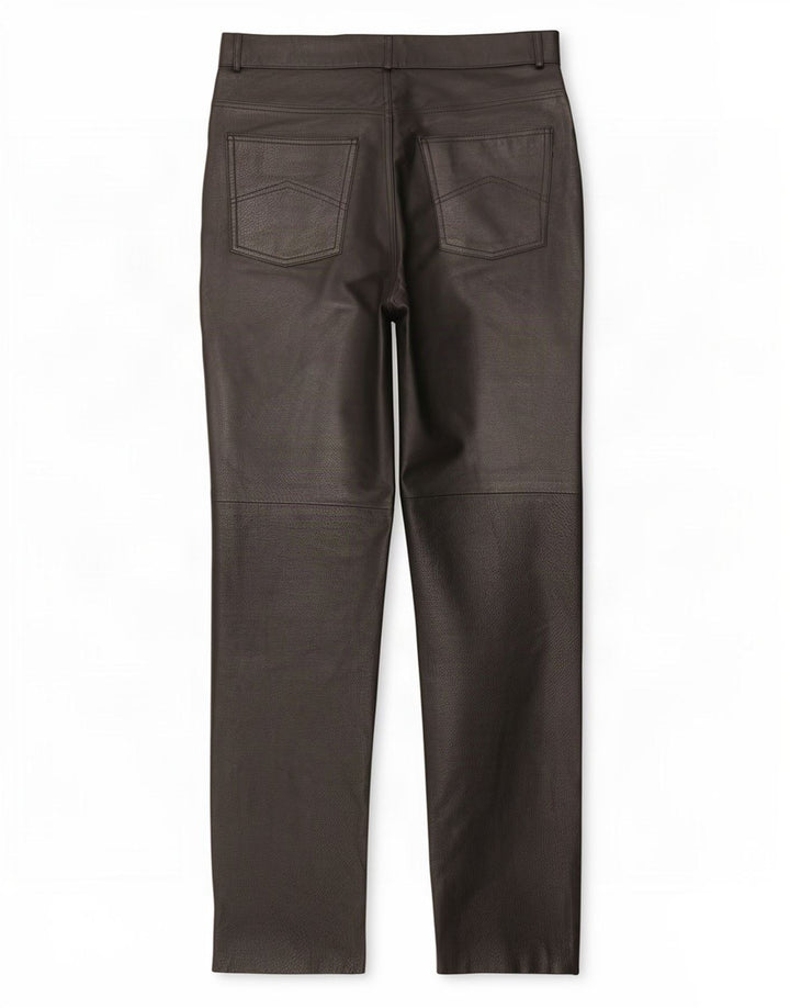 Calça feminina vintage de couro reto EU 40 médio W29 L31 preta