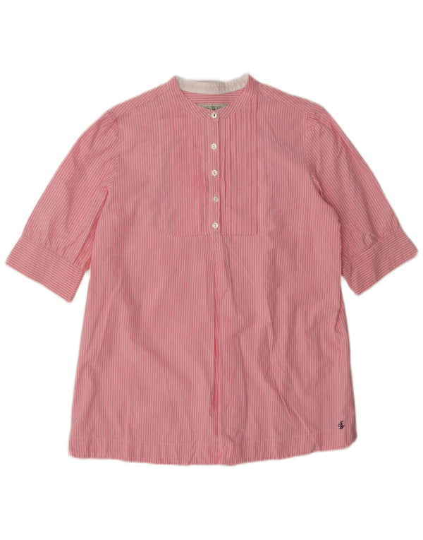 Pulôver feminino de manga curta Jack Wills Reino Unido 12 listrado rosa médio