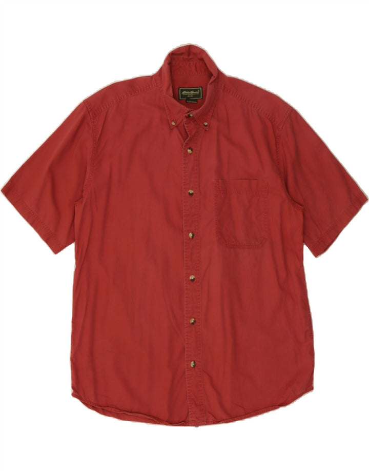 EDDIE BAUER Mens Short Sleeve Shirt Medium Red Cotton Vintage Eddie Bauer and Second-Hand Eddie Bauer from Messina Hembry 