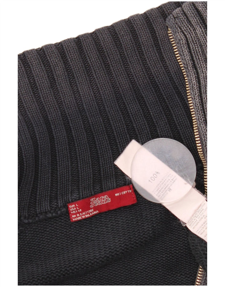 Suéter cardigã masculino Zara grande algodão cinza