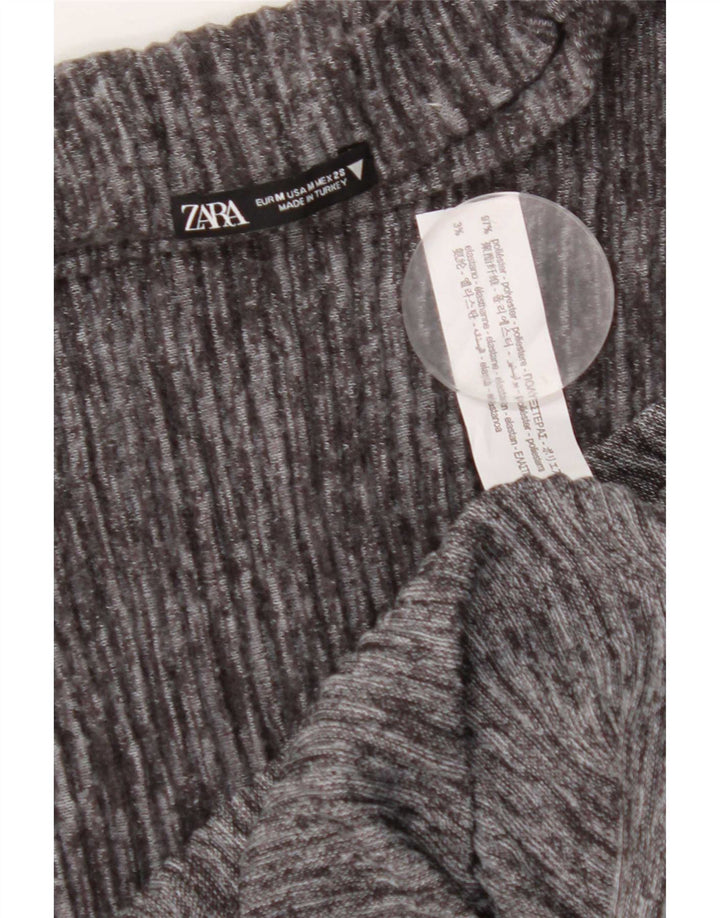 Vestido maxi feminino sem mangas Zara UK 12 poliéster cinza médio