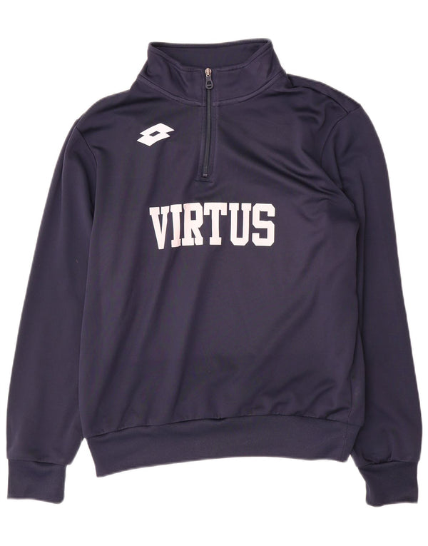 Lotto Mens Graphic Zip Neck Sweatshirt Jumper Medium Navy Blue Polyester