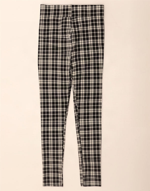 Zara Calça feminina skinny casual média W28 L27 preta xadrez viscose
