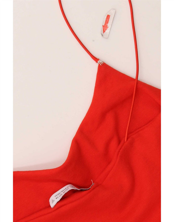 Zara Womens Slip Dress UK 12 Médio Algodão Vermelho