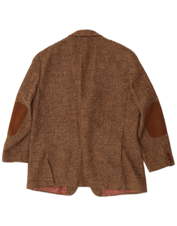 Jaqueta blazer masculina de 2 botões Harris Tweed Reino Unido 46 3XL lã virgem marrom