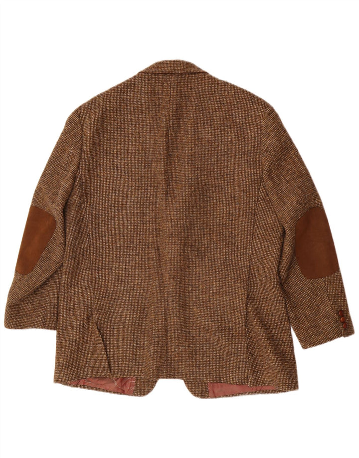 Jaqueta blazer masculina de 2 botões Harris Tweed Reino Unido 46 3XL lã virgem marrom