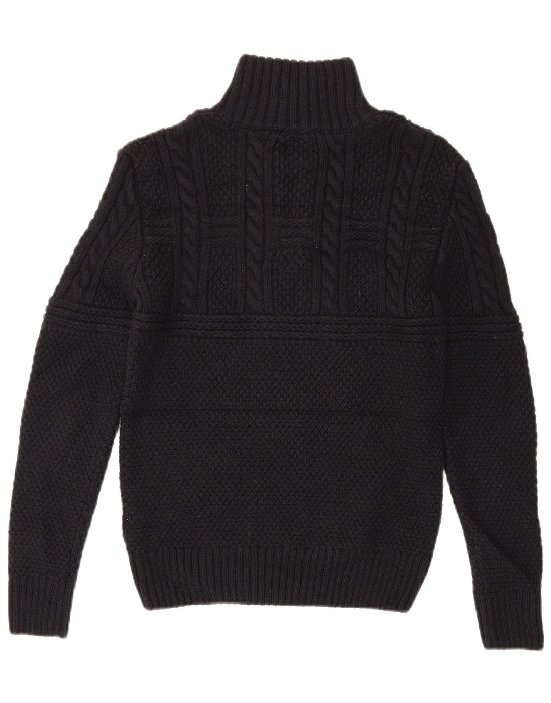 Suéter masculino Superdry com zíper e pescoço pequeno acrílico preto