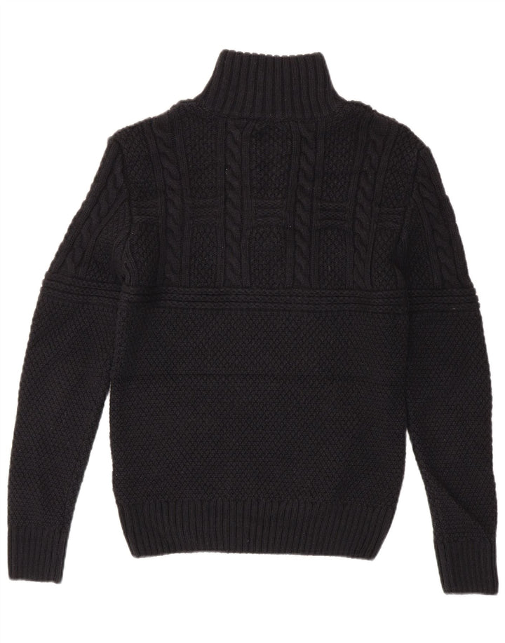 Suéter masculino Superdry com zíper e pescoço pequeno acrílico preto