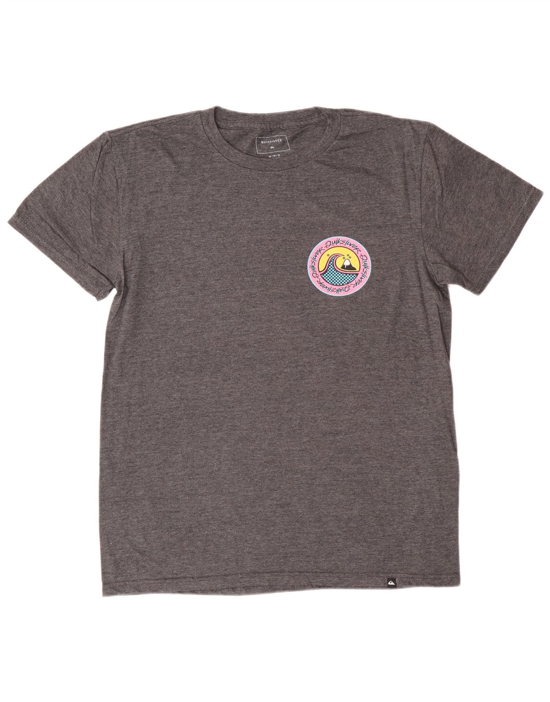 Camiseta masculina Quiksilver Regular Fit com estampa gráfica de algodão cinza médio