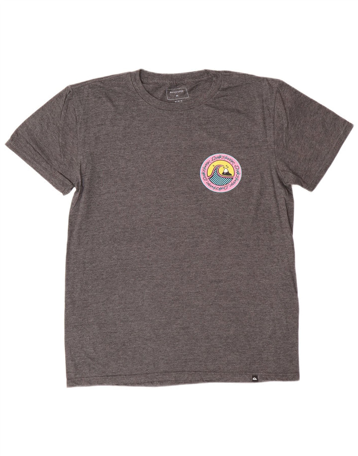 Camiseta masculina Quiksilver Regular Fit com estampa gráfica de algodão cinza médio