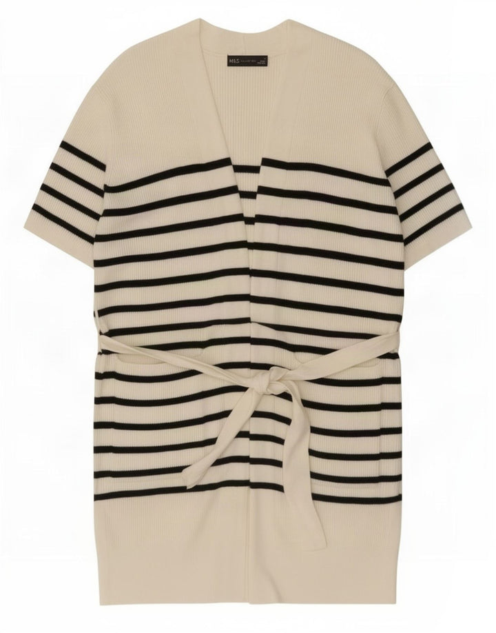 Suéter cardigã feminino Longline Marks & Spencer Reino Unido 14 Médio Off White