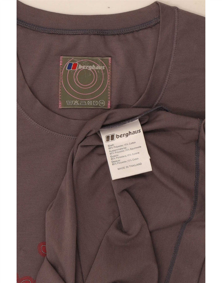 Camiseta feminina gráfica Berghaus UK 14 poliéster cinza médio