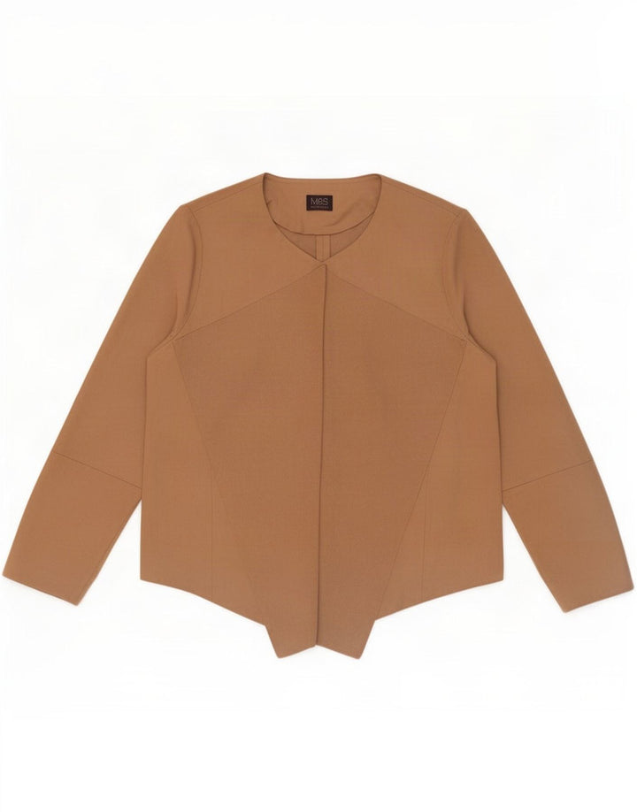 Top cardigã aberto feminino Marks & Spencer Reino Unido 18 XL bege poliéster