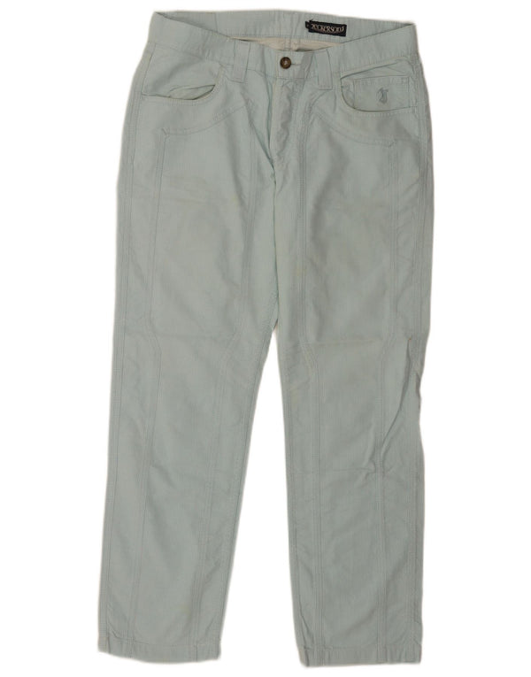 Calça masculina casual regular Jeckerson W33 L29 algodão listrado azul