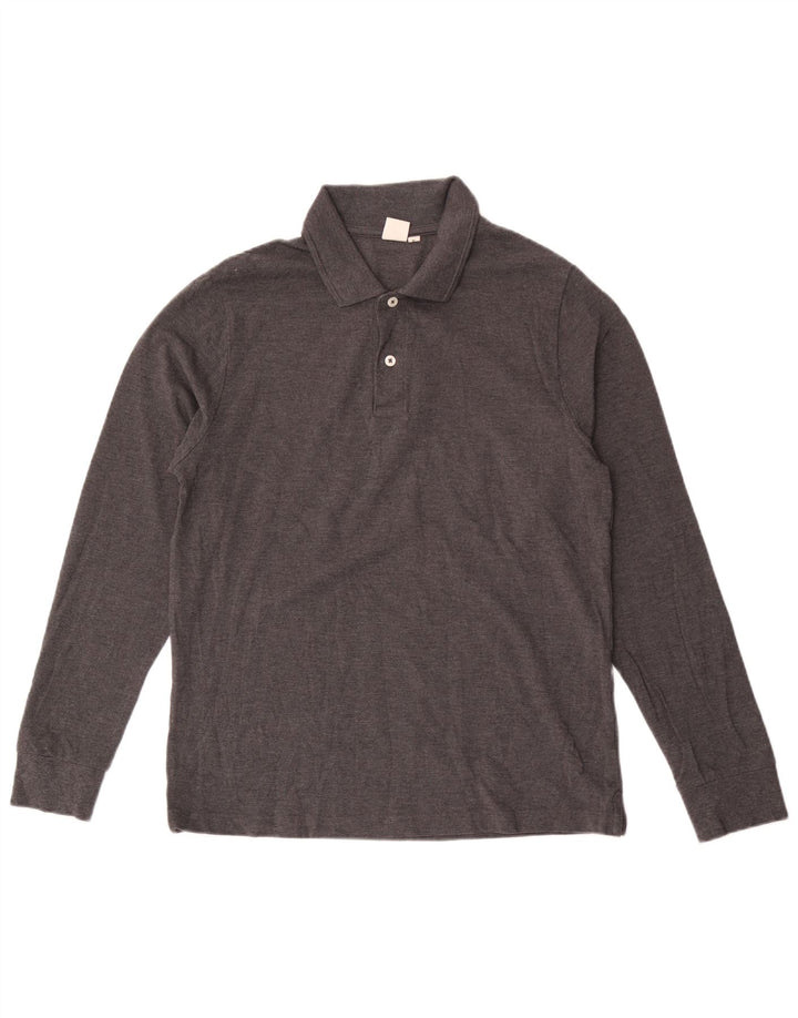 Camisa polo masculina de manga comprida John Lewis algodão cinza médio