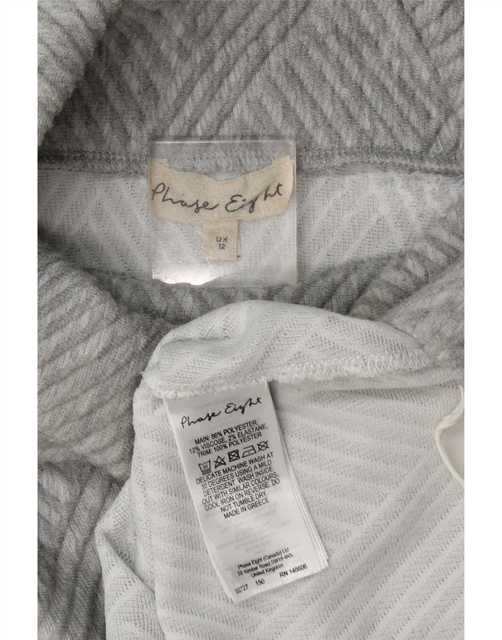 Suéter feminino Phase Eight com gola redonda Reino Unido 12 cinza médio geométrico