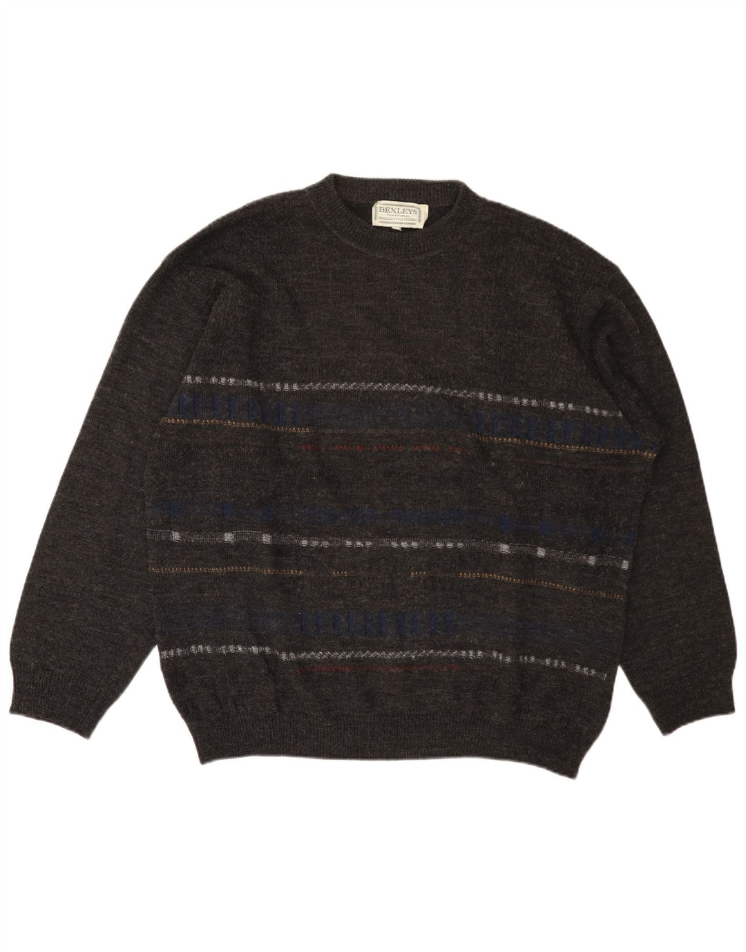 Suéter masculino BEXLEYS com gola redonda XL cinza listrado poliacrílico