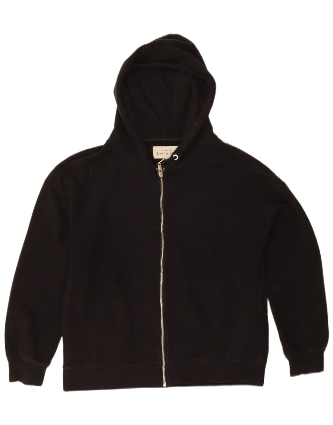 Suéter feminino Essentials com capuz e zíper Reino Unido 14 algodão preto médio