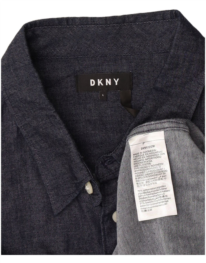 Camisa masculina Dkny grande algodão azul marinho