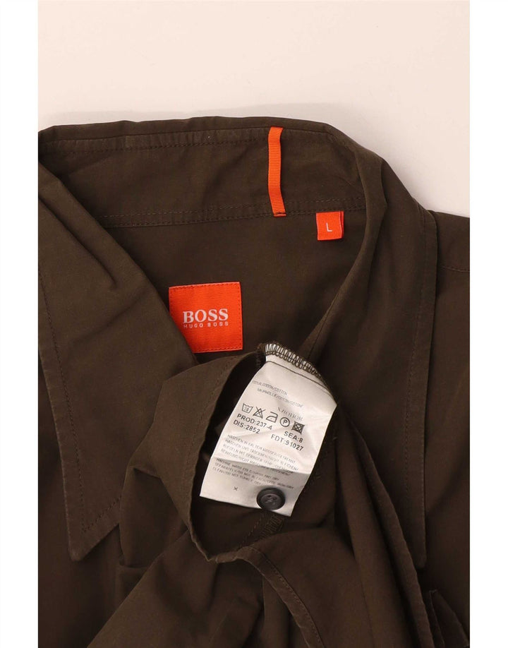 Camisa masculina Hugo Boss grande algodão cáqui