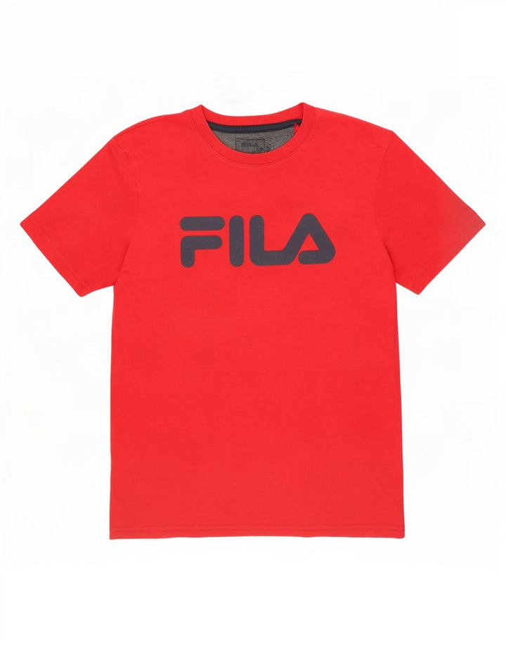 Fila Mens Graphic T-Shirt Top Médio Algodão Vermelho