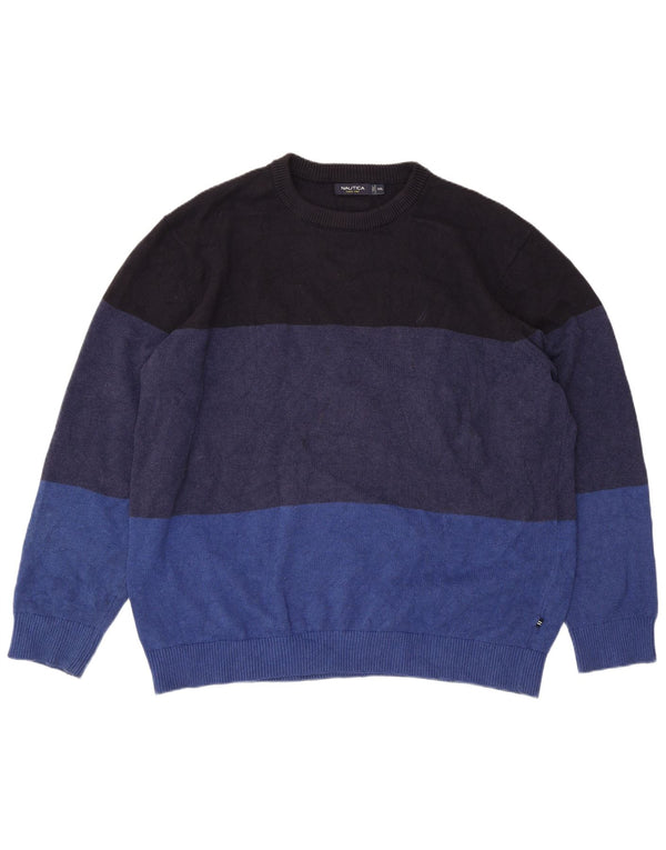 Suéter masculino Nautica regular fit com gola redonda 2XL bloco colorido azul