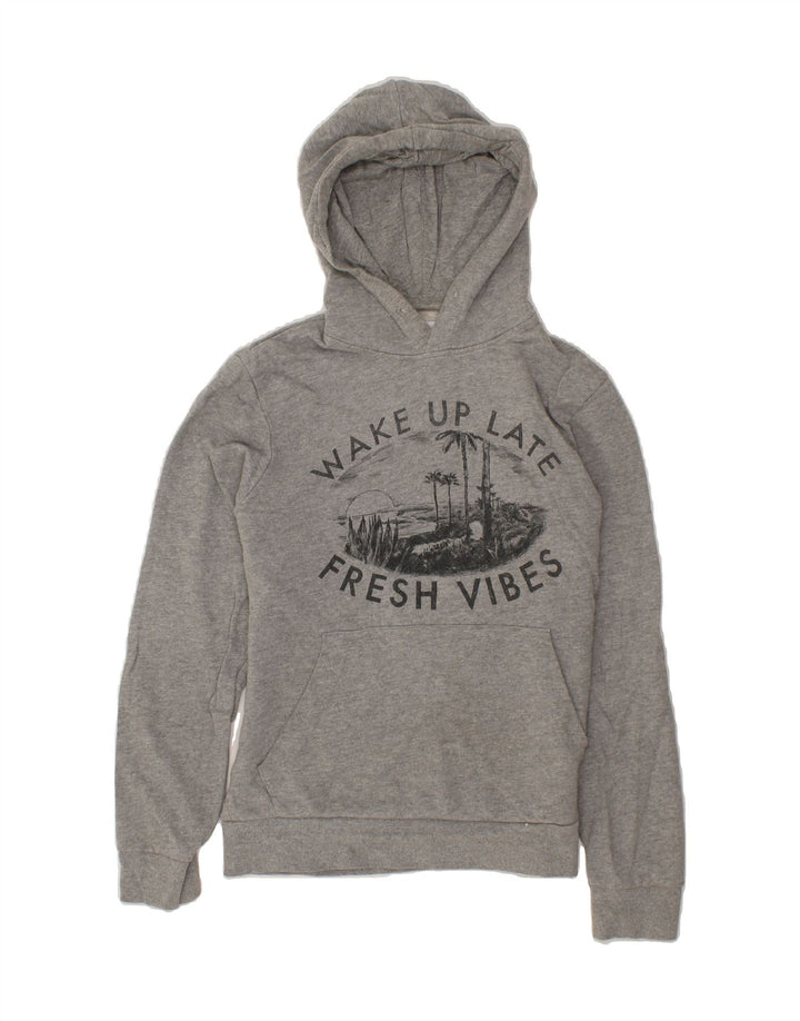 JACK & JONES Mens Graphic Hoodie Jumper XS Grey Cotton Vintage Jack & Jones and Second-Hand Jack & Jones from Messina Hembry 