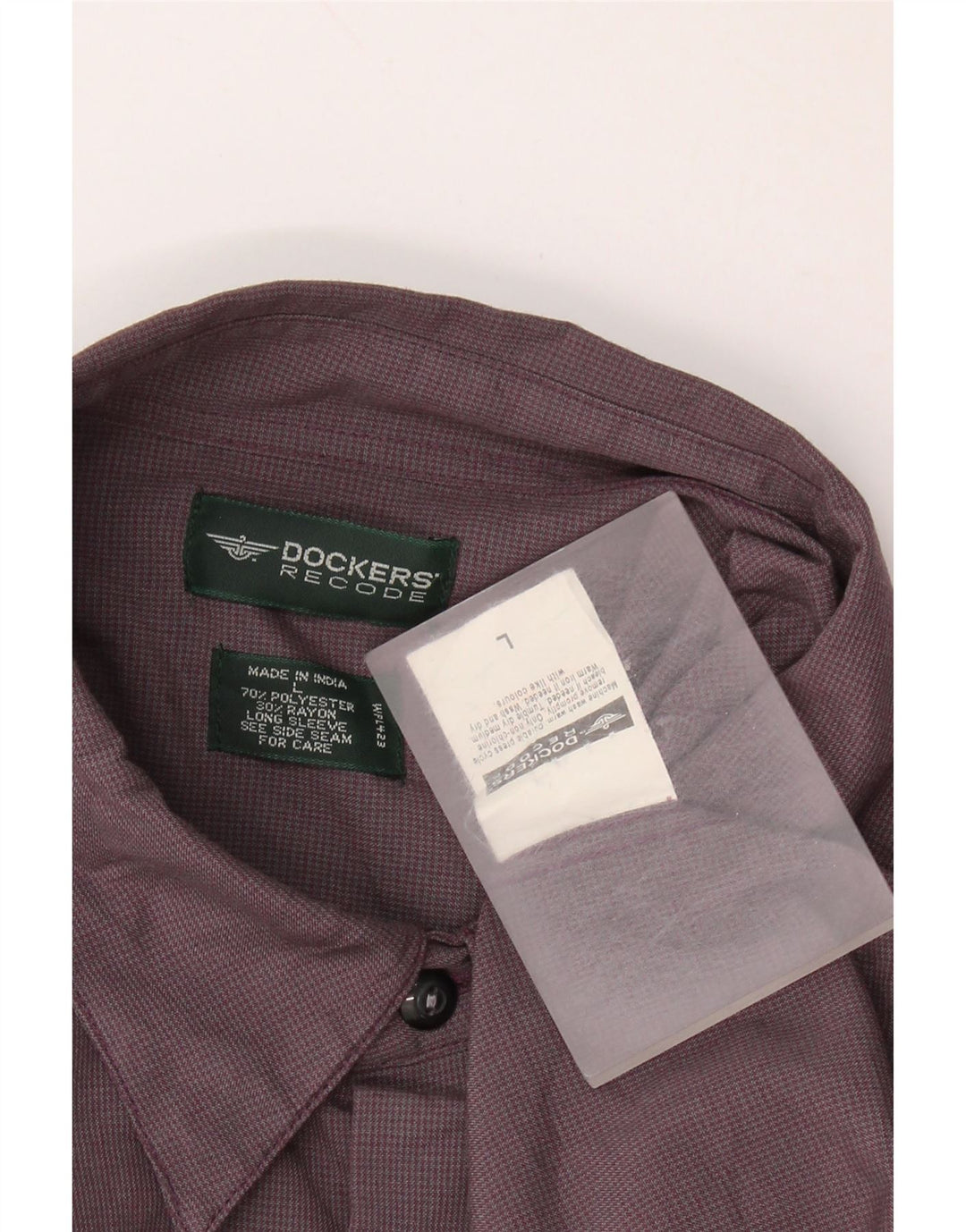 Camisa masculina de flanela DOCKERS grande poliéster roxo Houndstooth