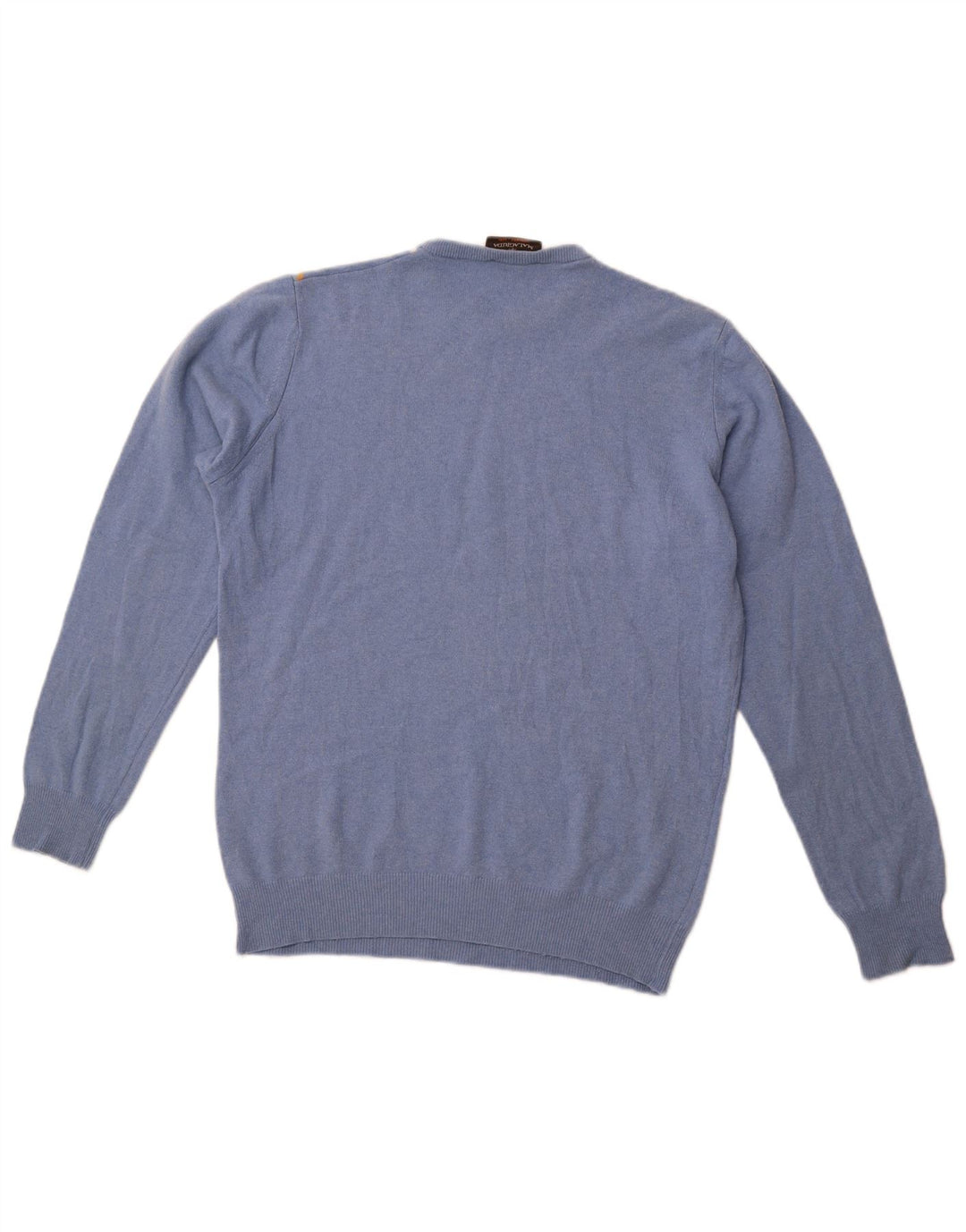 MALAGRIDA Suéter masculino com gola redonda grande azul Argyle/Diamante