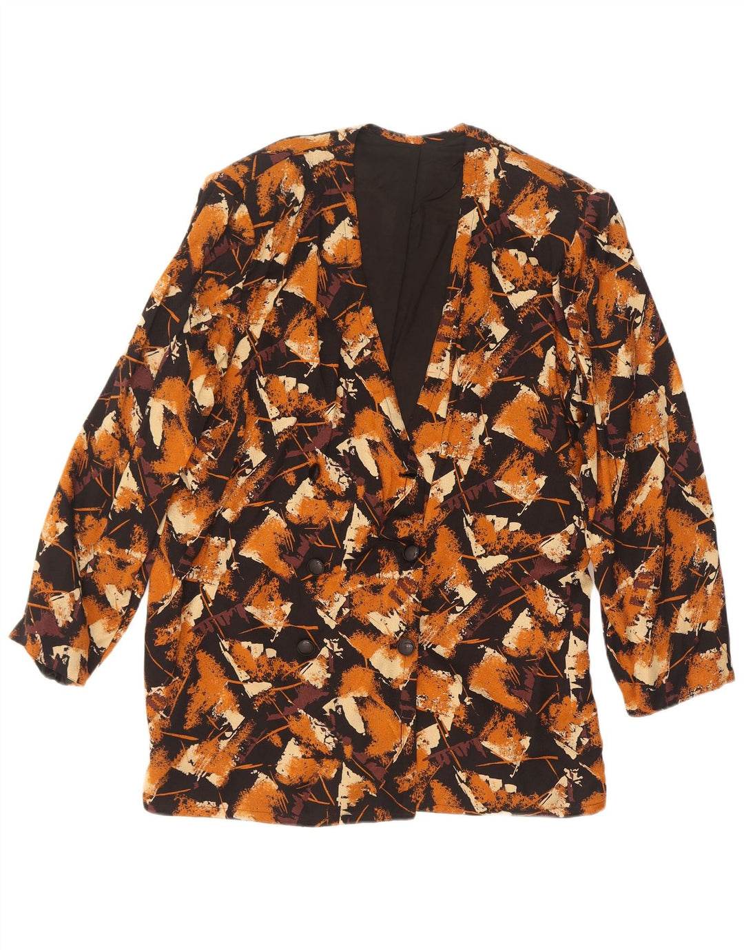 Jaqueta blazer feminina Enrico Coveri Reino Unido 14 grande marrom geométrico