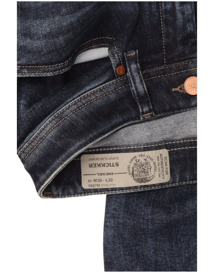 DIESEL Feminino Stickker Super Slim Jeans Skinny W30 L30 Azul Marinho Algodão