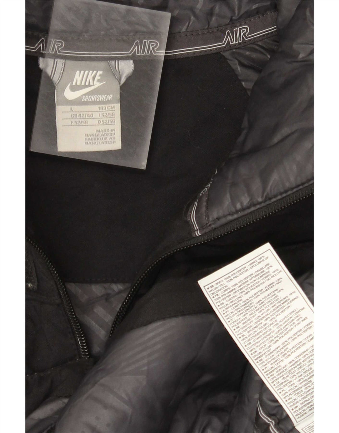 Jaqueta masculina Nike Graphic com capuz acolchoada Reino Unido 42/44 grande poliéster preto